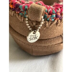 The Sak Women Multi Color Striped Crochet Loafers Slip On Flats Shoes Size 7